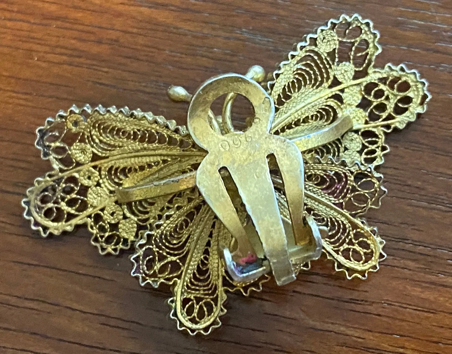 Tritone Filigree 900 Silver Butterfly Clip on Earring SINGLE
