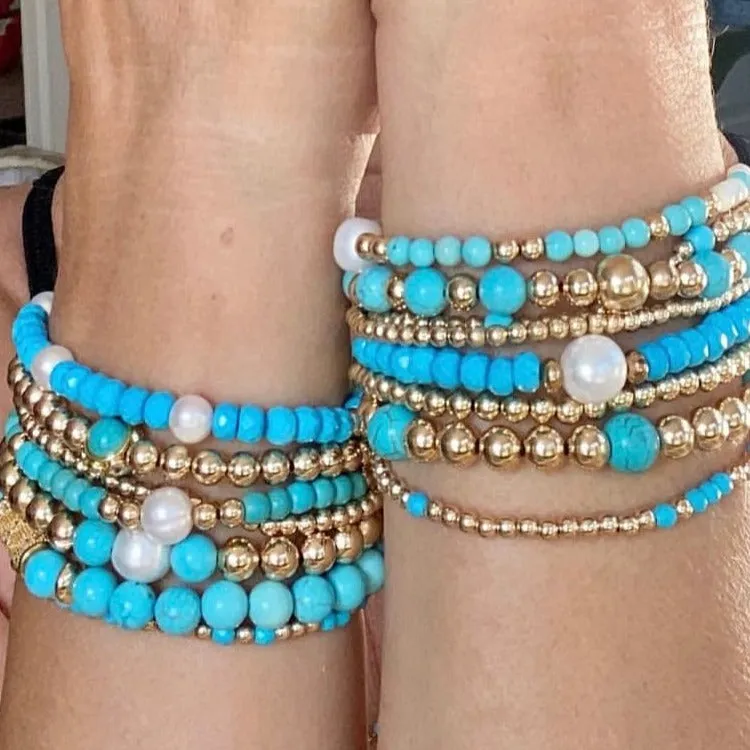 Turquoise Bracelet with Gold Beads