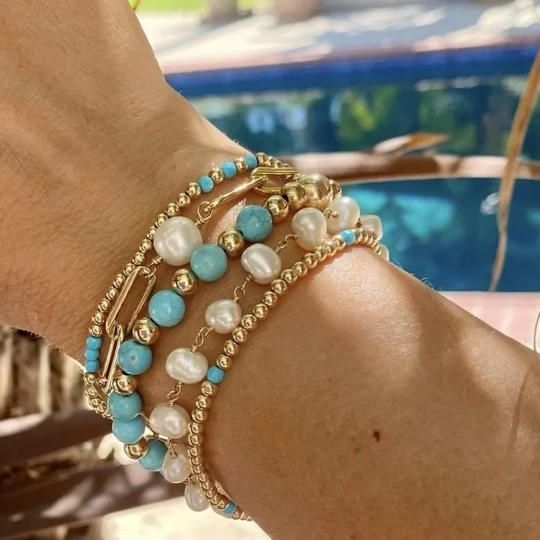 Turquoise Bracelet with Gold Beads