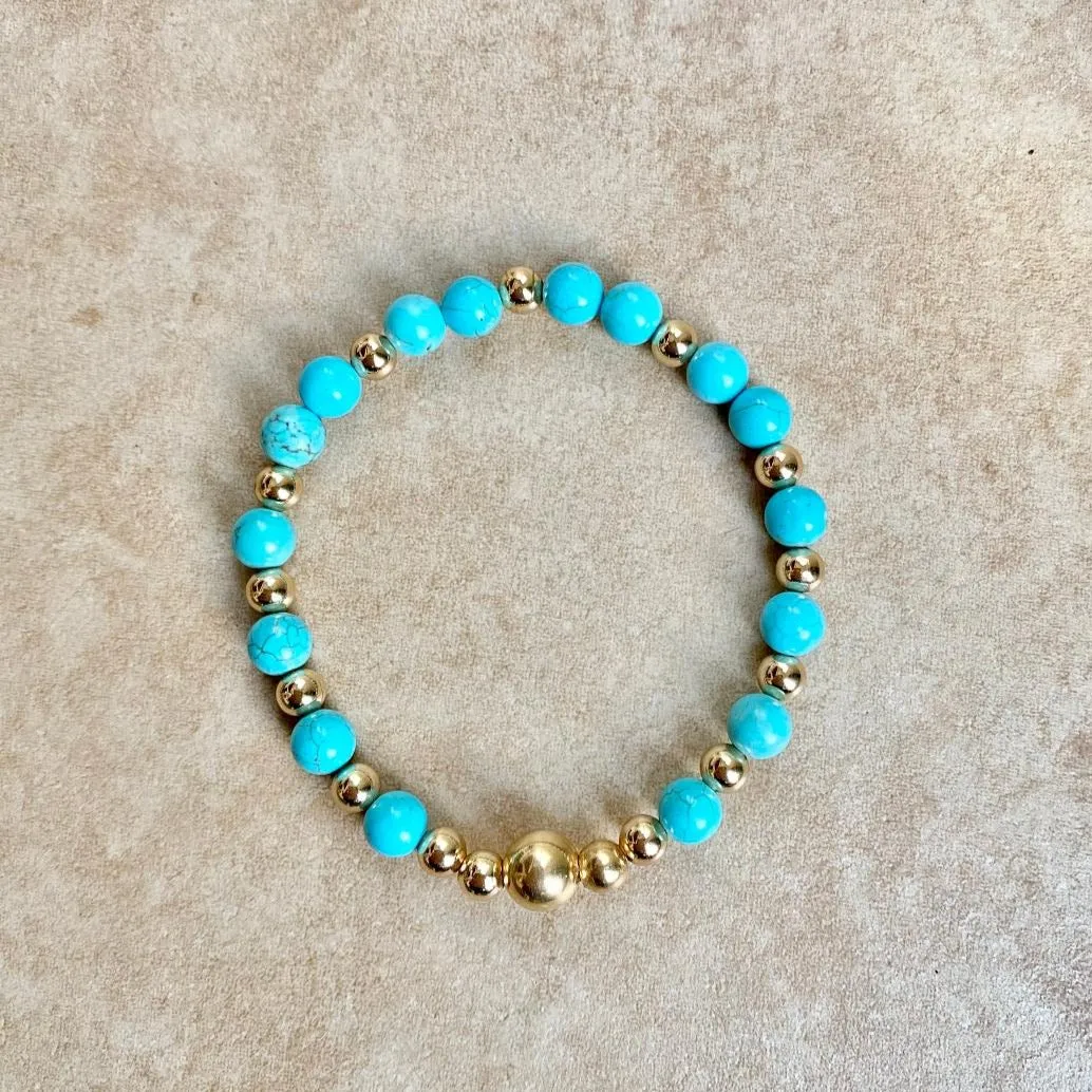 Turquoise Bracelet with Gold Beads
