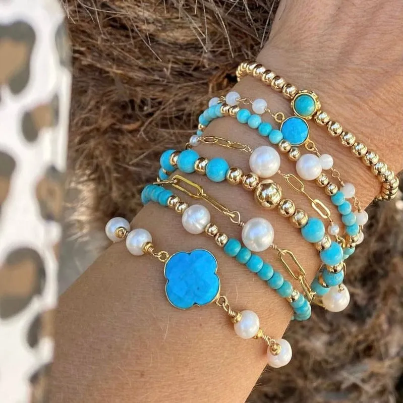 Turquoise Bracelet with Gold Beads