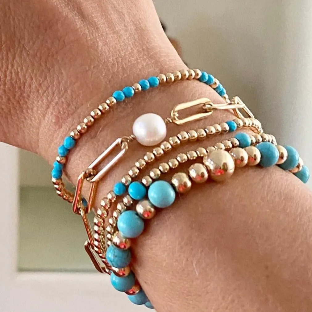 Turquoise Bracelet with Gold Beads
