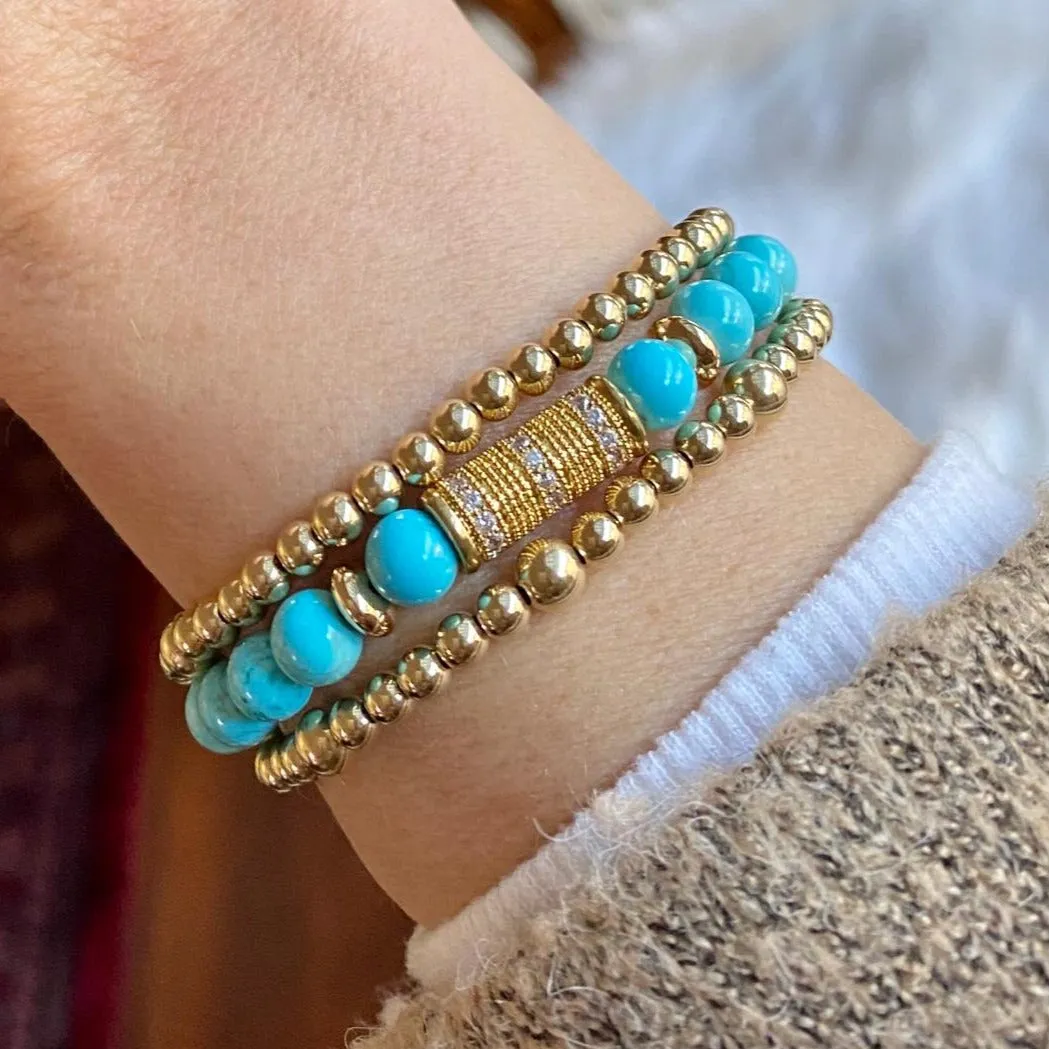 Turquoise Bracelet with Gold Beads