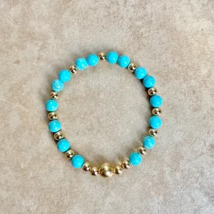 Turquoise Bracelet with Gold Beads