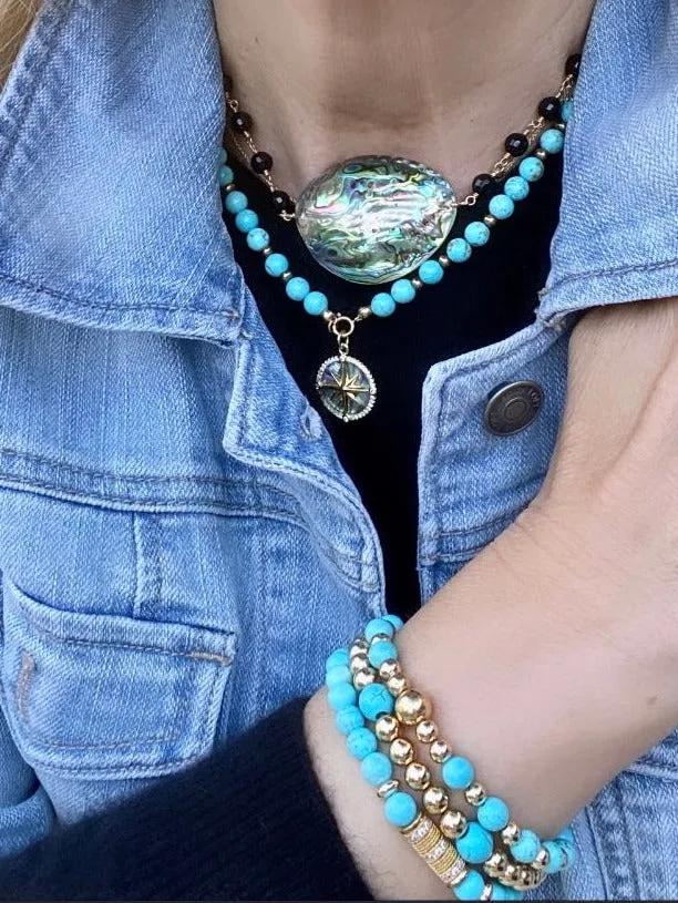 Turquoise Bracelet with Gold Beads