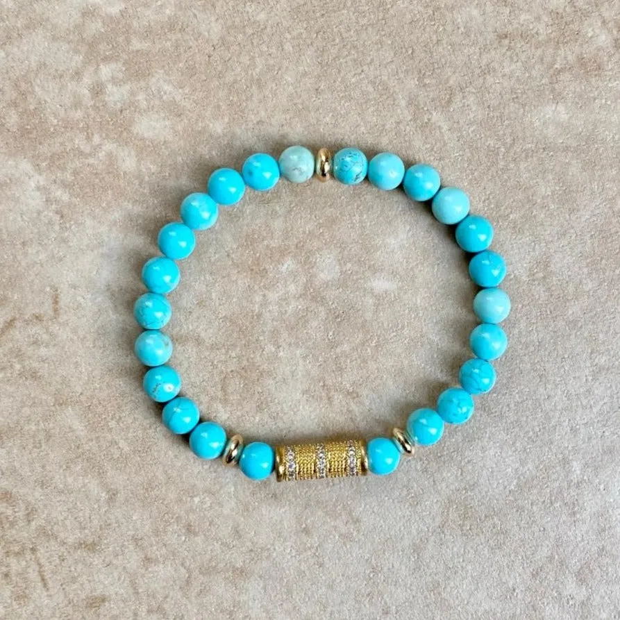 Turquoise Bracelet with Gold Beads