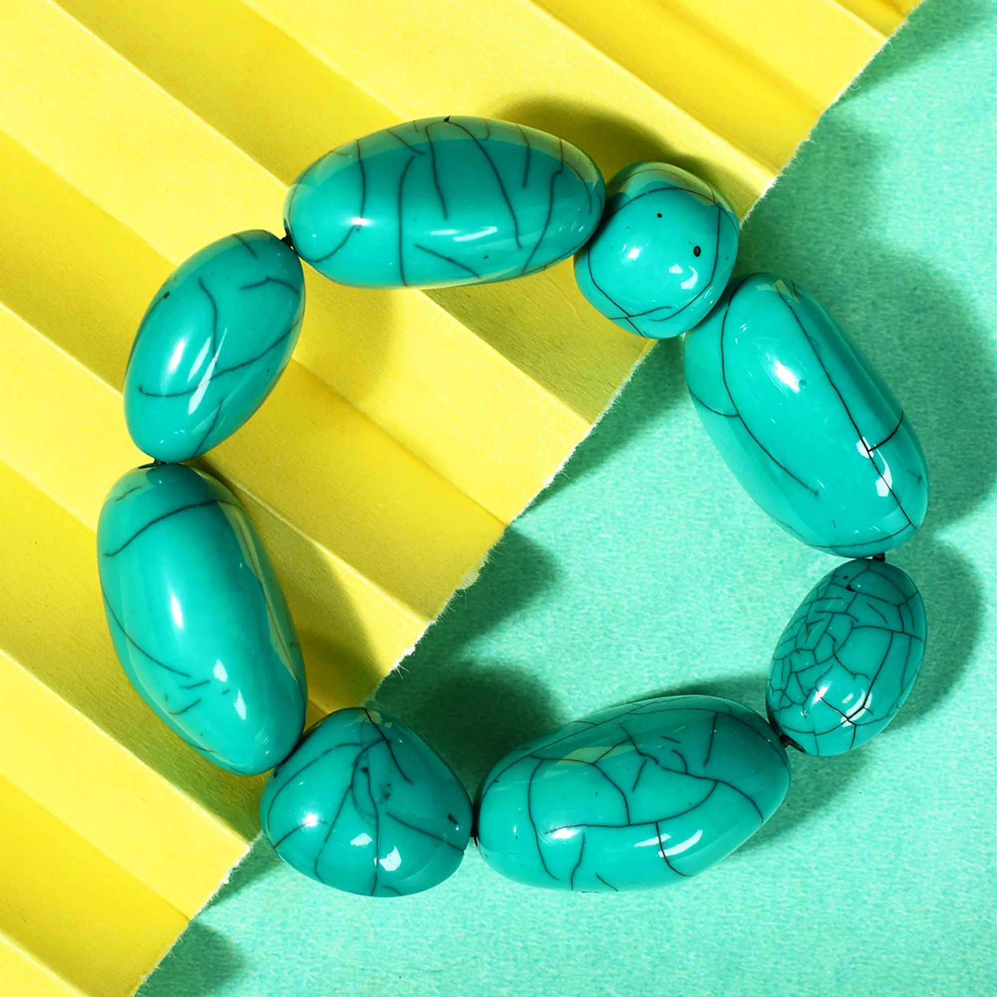 Turquoise Stone Stretchable Bracelet by Bamboo Tree Jewels