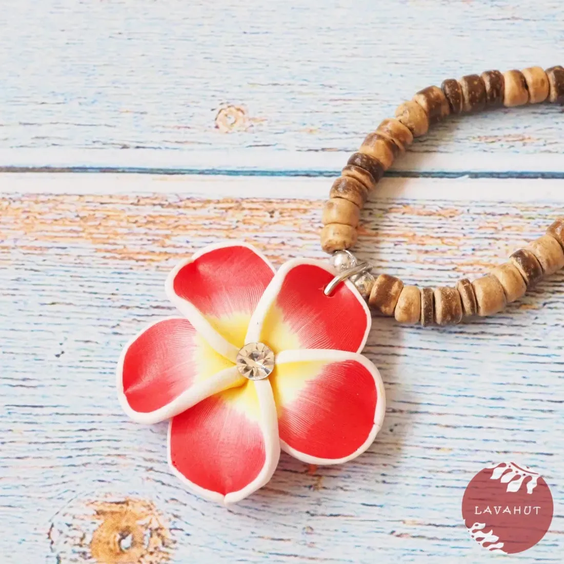 Twinkle Plumeria Red Pendant Hawaiian Necklace