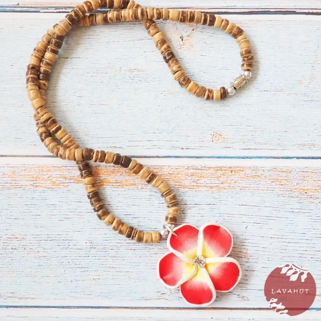 Twinkle Plumeria Red Pendant Hawaiian Necklace