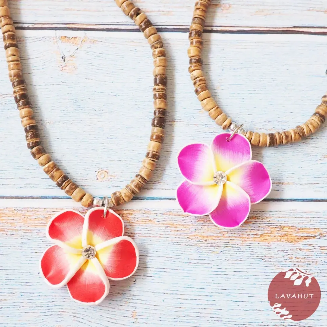 Twinkle Plumeria Red Pendant Hawaiian Necklace
