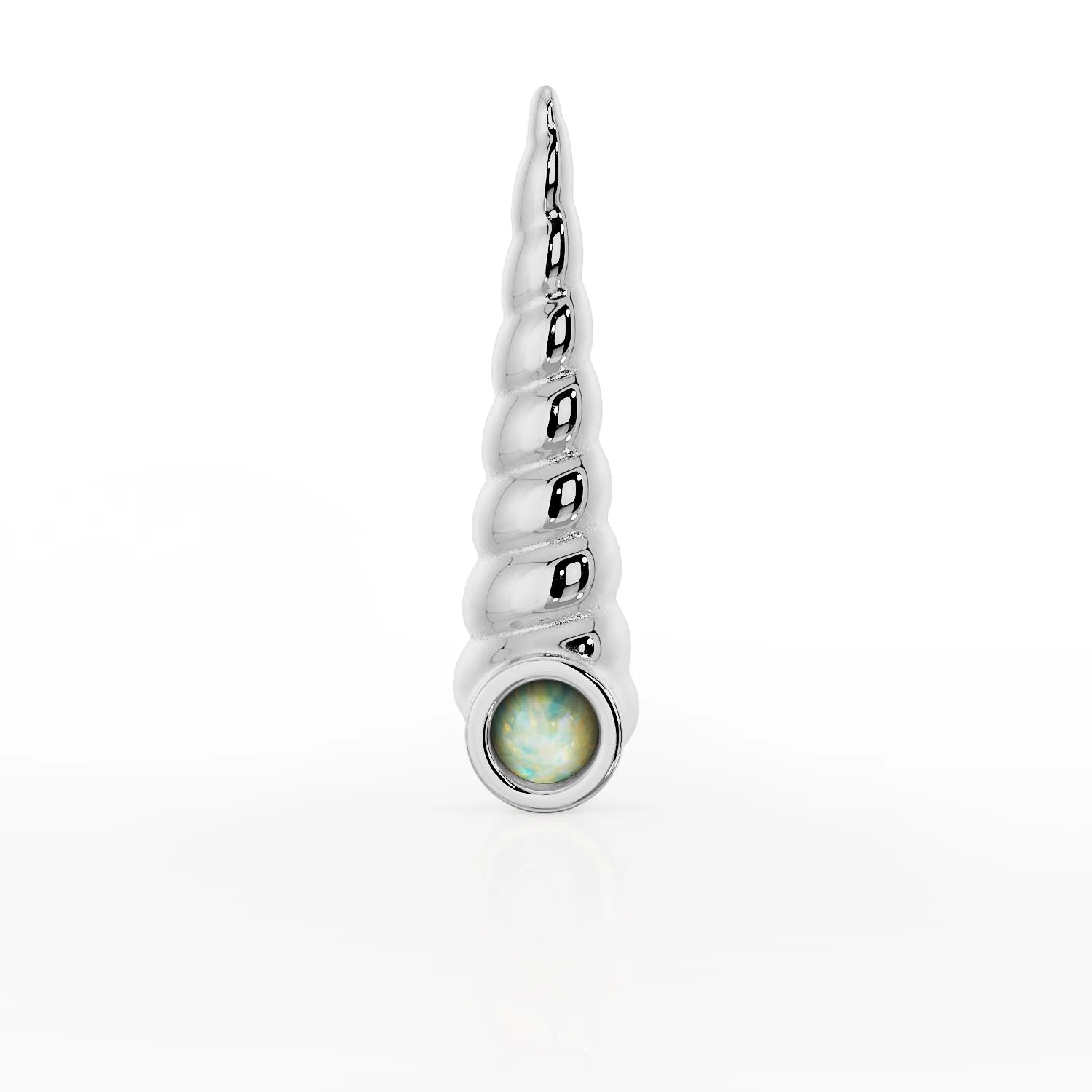 Unicorn Horn with Opal Accent 14K Gold Flat Back Earring