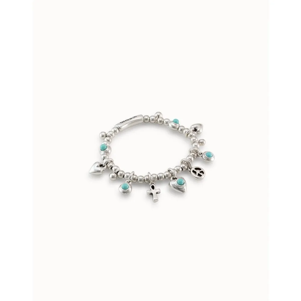 UNOde50 Worship Turquoise Metal Natural Stone Bracelet