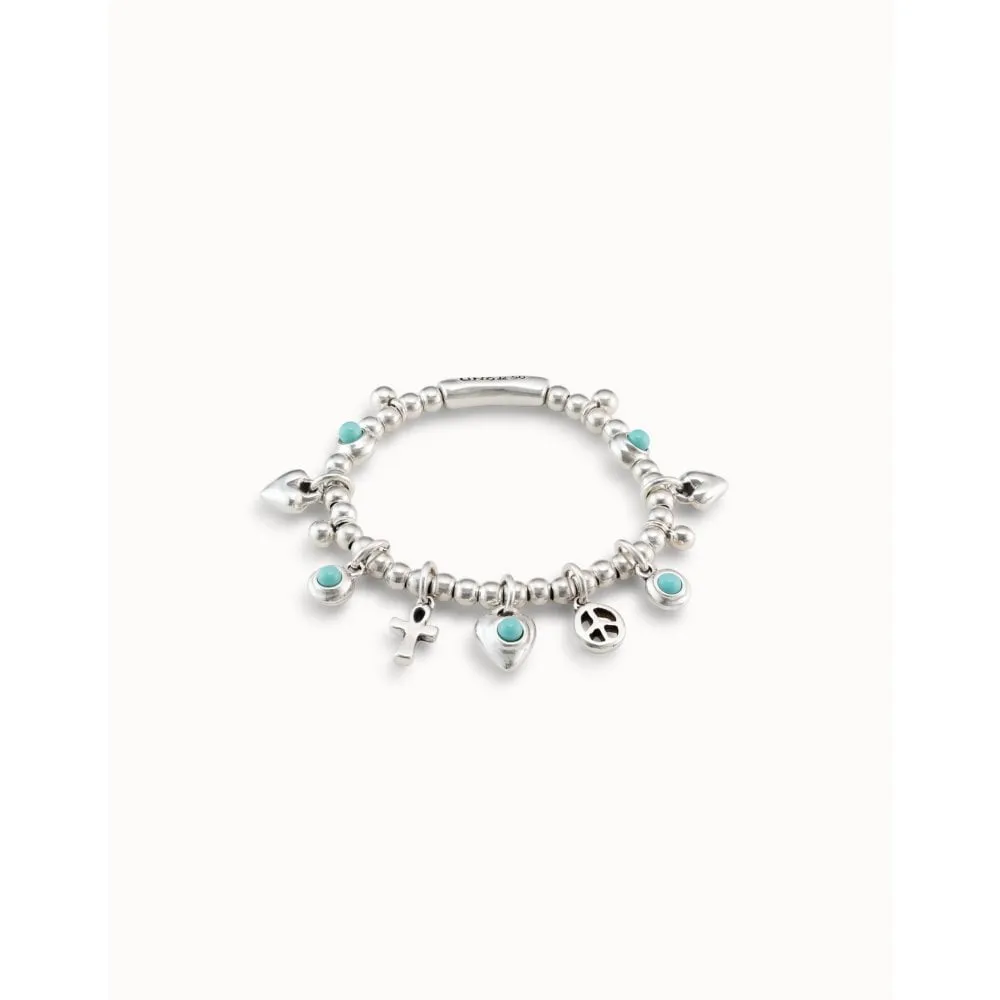 UNOde50 Worship Turquoise Metal Natural Stone Bracelet