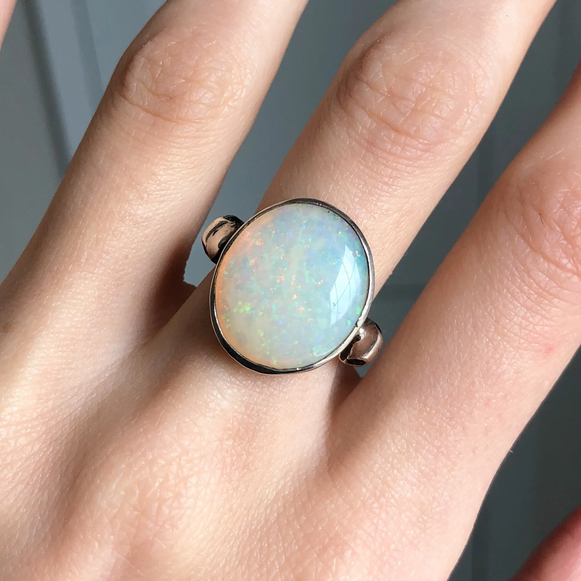 Vintage Silver Opal Snake Ring