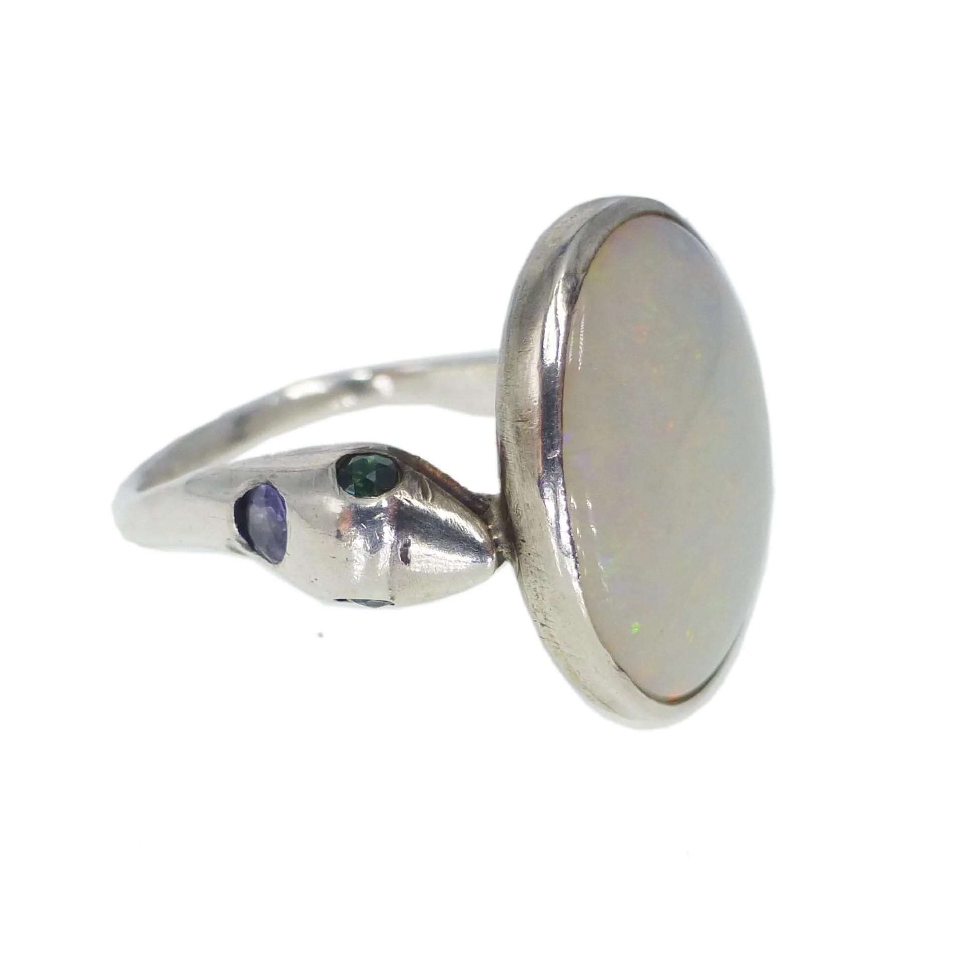 Vintage Silver Opal Snake Ring